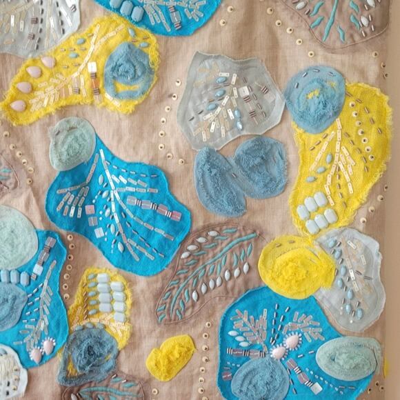 Lafayette 148 Beaded Applique Linen Pencil Skirt size 8 - Picture 2 of 8